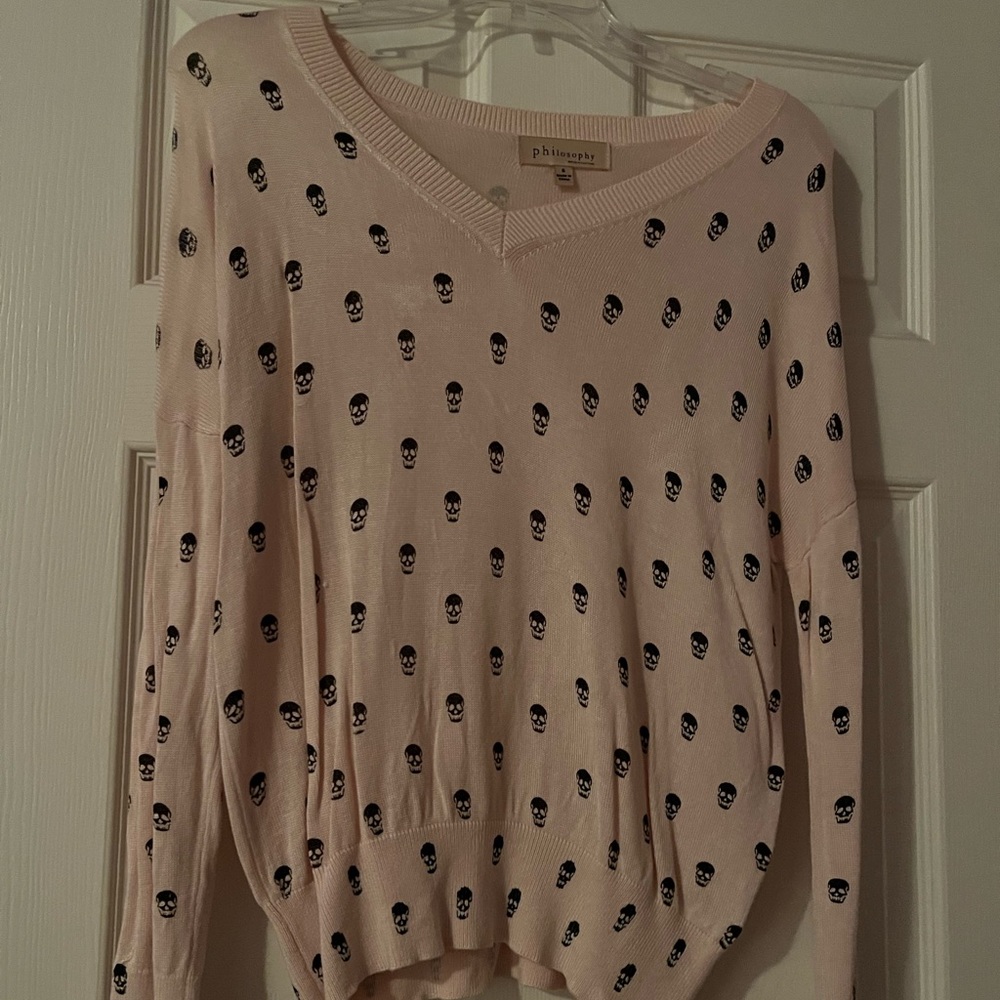 Philosophy Pink Skull Sweater